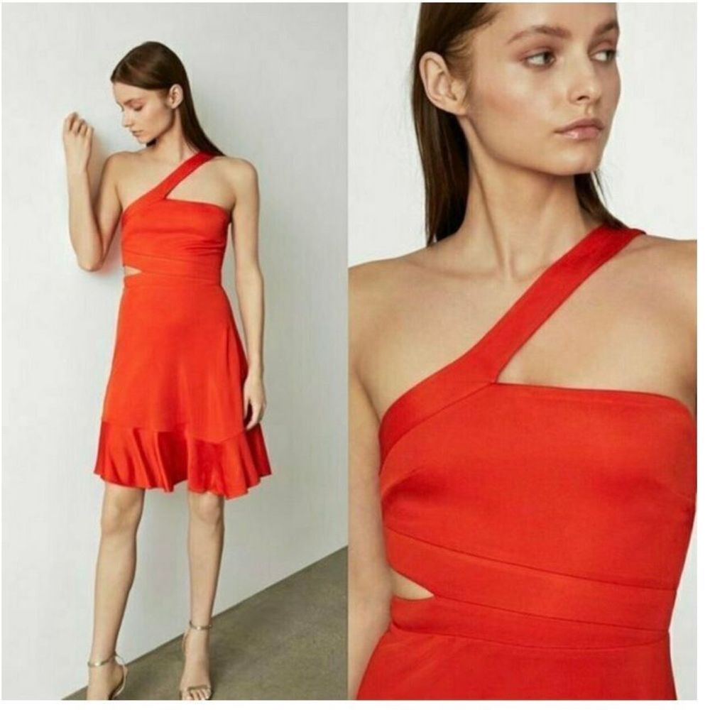 NWT BCBGMAXAZRIA Eve short mini dress vibrant orange $248 retail x-small